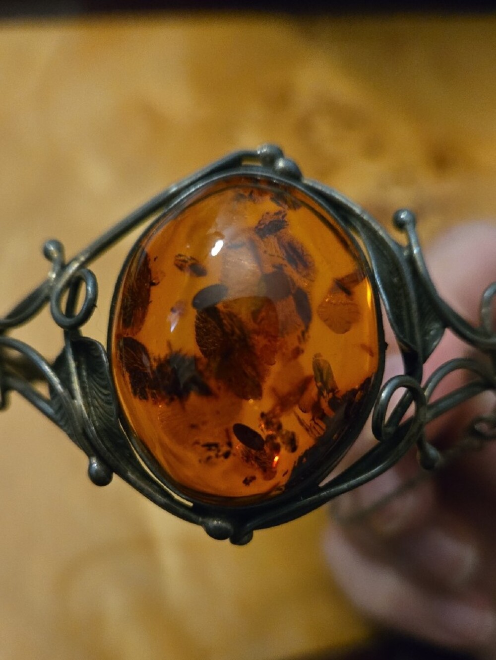 Amber Cabochon Statement Bangle - Women's Jewelry - Picture 6 of 6